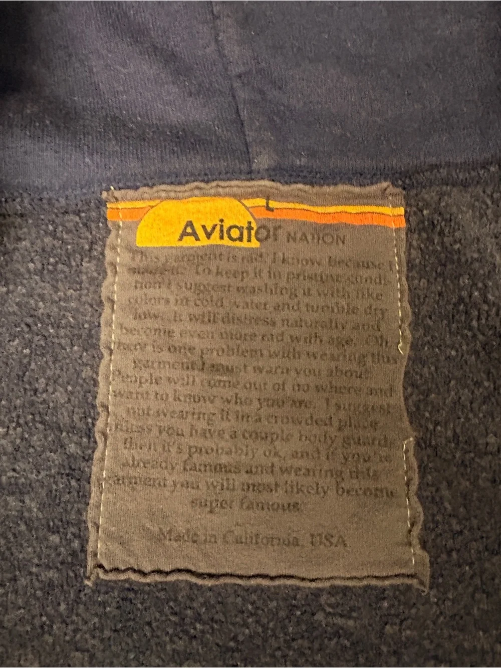 Aviator Nation Navy Hoodie with Yellow⚡️on back - Picture 5 of 10